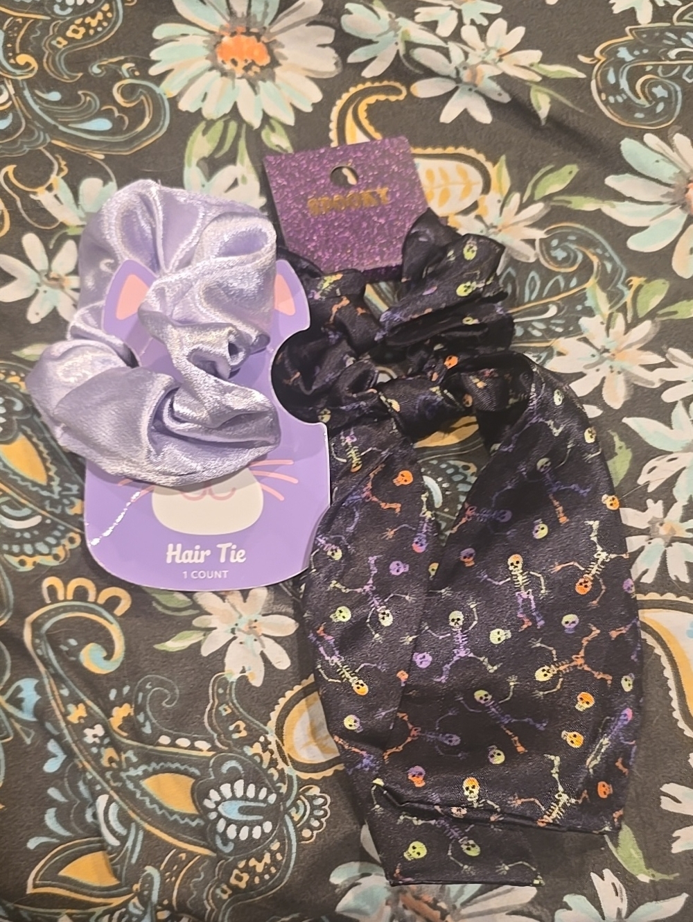 ❤️10/$10 New Kids Satin Scrunchie Hair Ties Pack - Purple and Black
